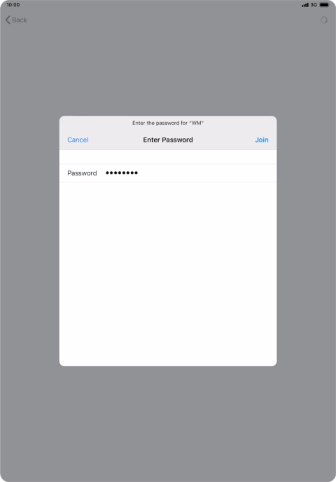 Key in the password for the Wi-Fi network and press Join.