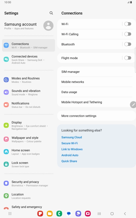 Press Mobile Hotspot and Tethering.