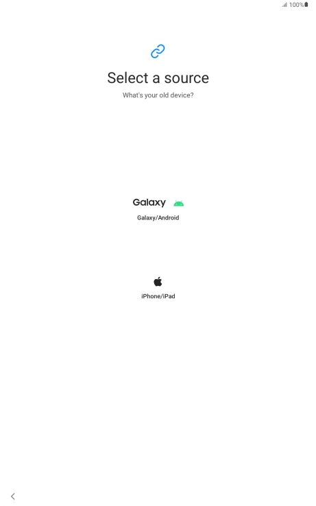 Press the required setting and follow the instructions on the screen to transfer content from another device.