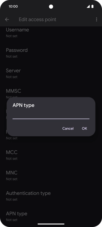 Key in default and press OK.