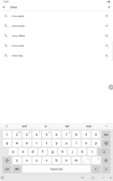 Key in the name or subject of the required app and press the search icon.