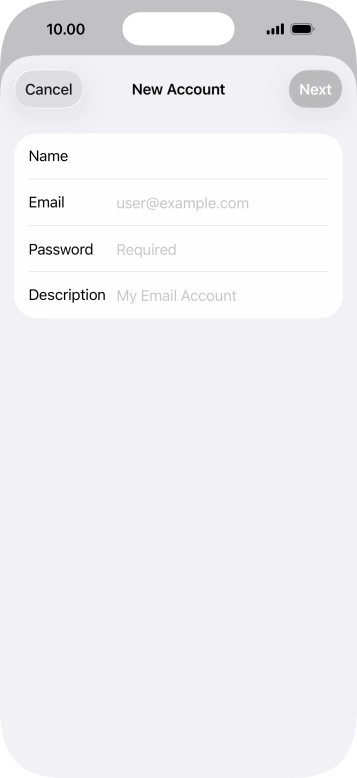 Press Password and key in the password for your email account.