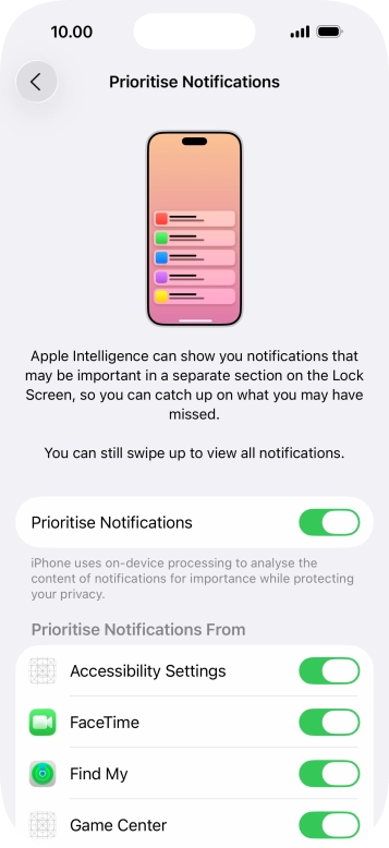 Press the indicator next to 