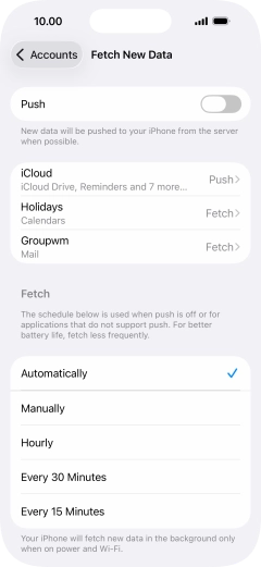 If you turn off the function, press the required setting.