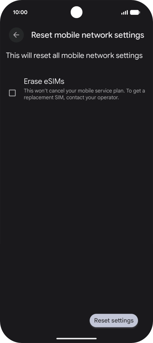 Press Reset settings.