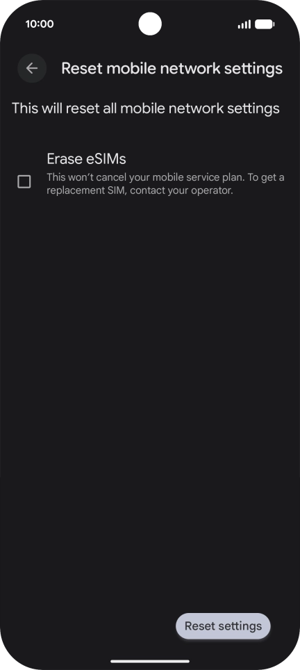 Press Reset settings.