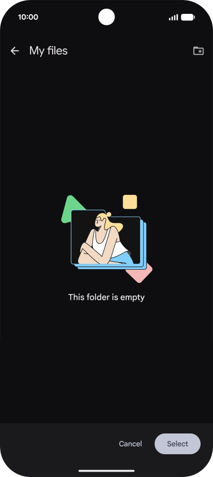 To create a new folder, press the new folder icon and follow the instructions on the screen to create a new folder.