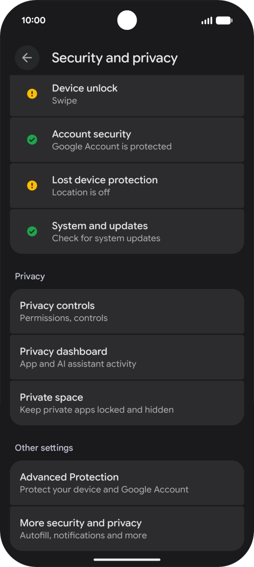 Press Lost device protection.