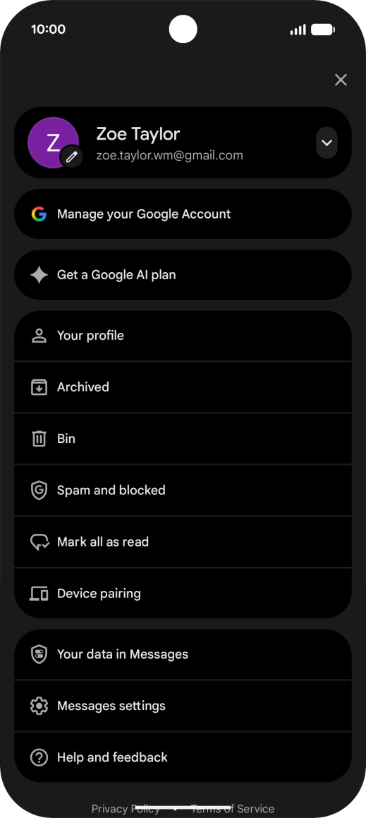 Press Messages settings.