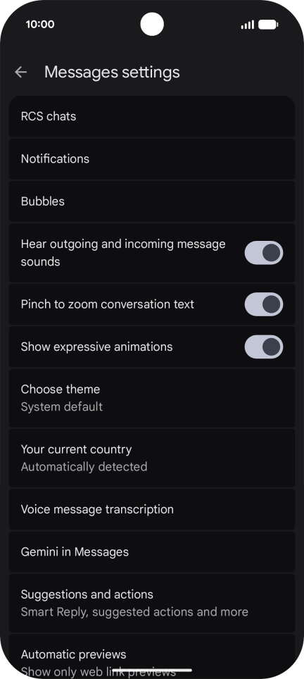 Press Gemini in Messages.