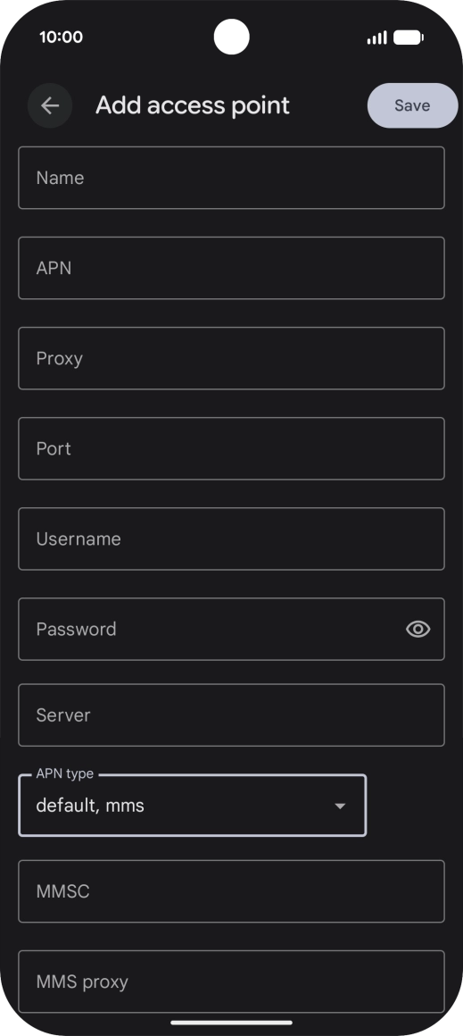 Press Name and key in EE Internet.