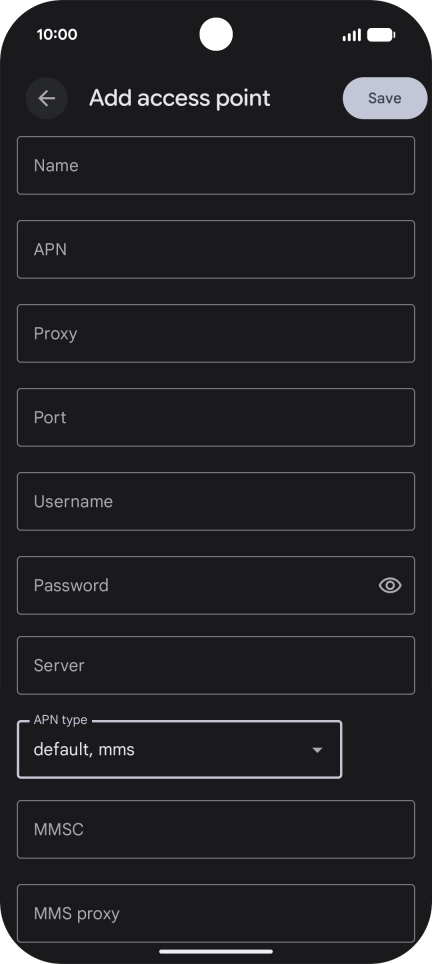 Press Name and key in EE Internet.
