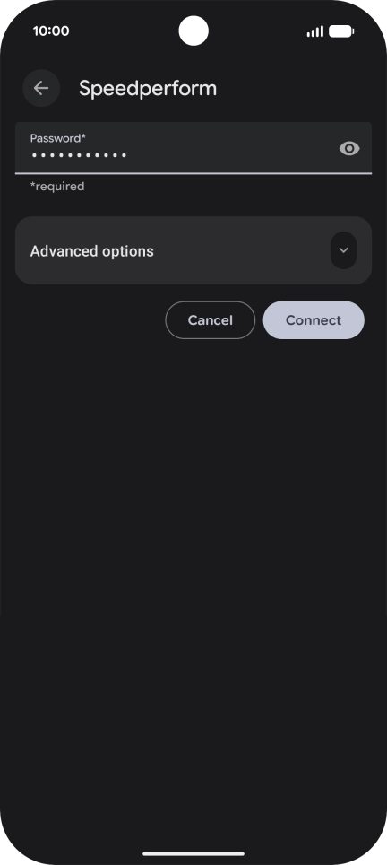 Key in the password for the Wi-Fi network and press Connect.