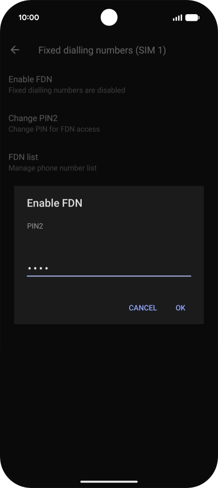 Key in your PIN2 and press OK. The default PIN2 is 0000.
