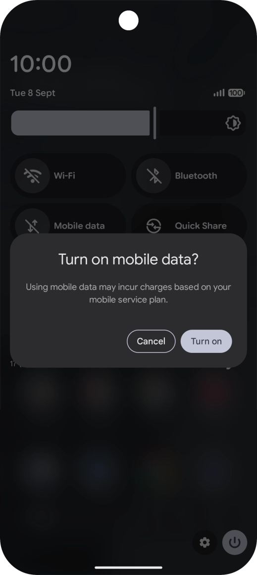 If you turn on the function, press Turn on.
