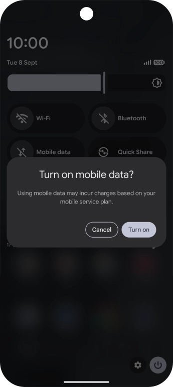 If you turn on the function, press Turn on.