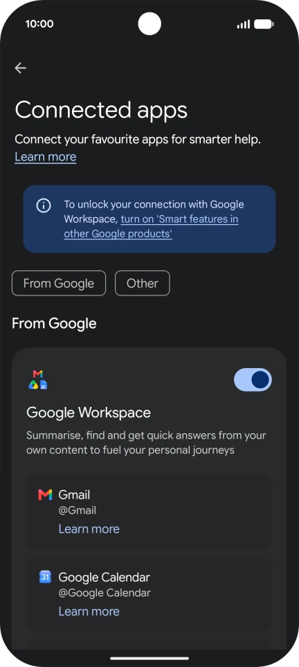 Press the indicator next to the required extension to turn on the function.