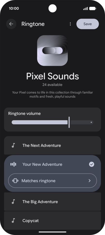 Once you've found a ring tone you like, press Save.