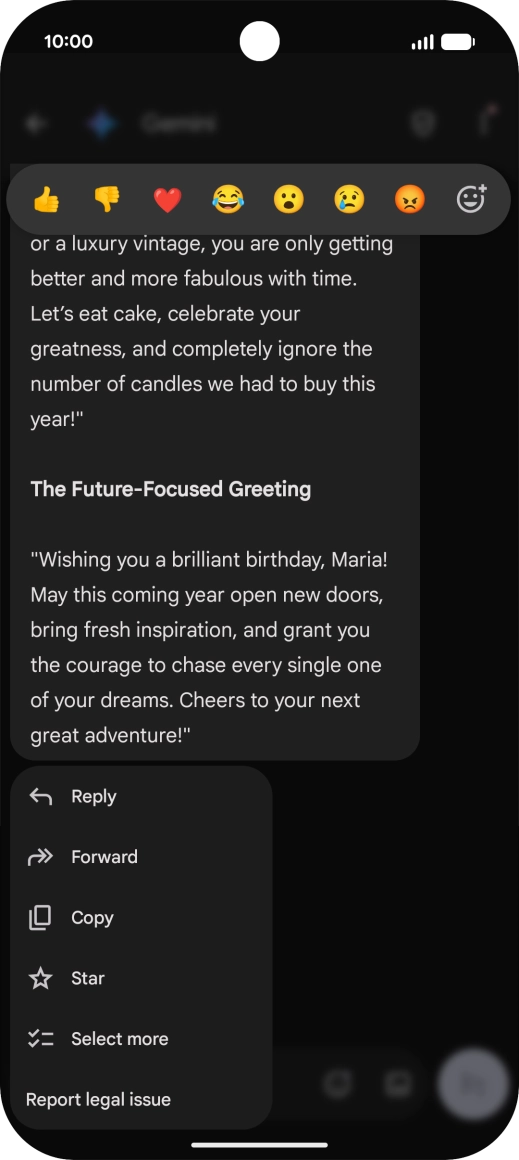 Press and hold the text suggestion from Gemini. Follow the instructions on the screen to use the text suggestion.