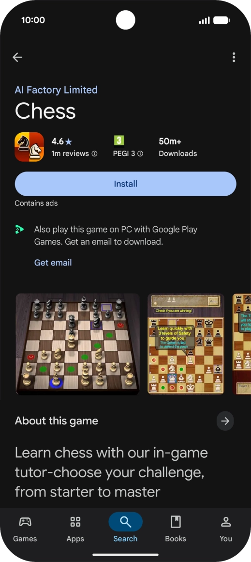 Press Install and follow the instructions on the screen to install the app.