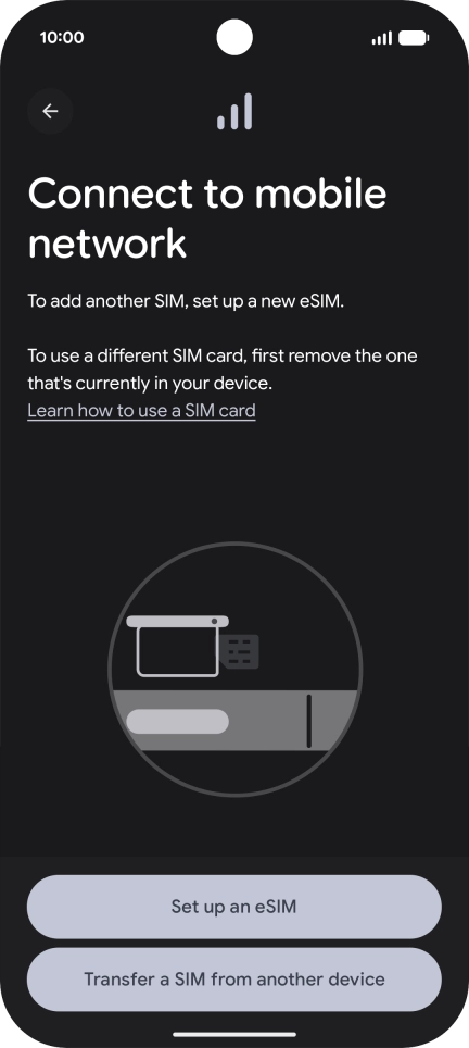 Press Set up an eSIM.