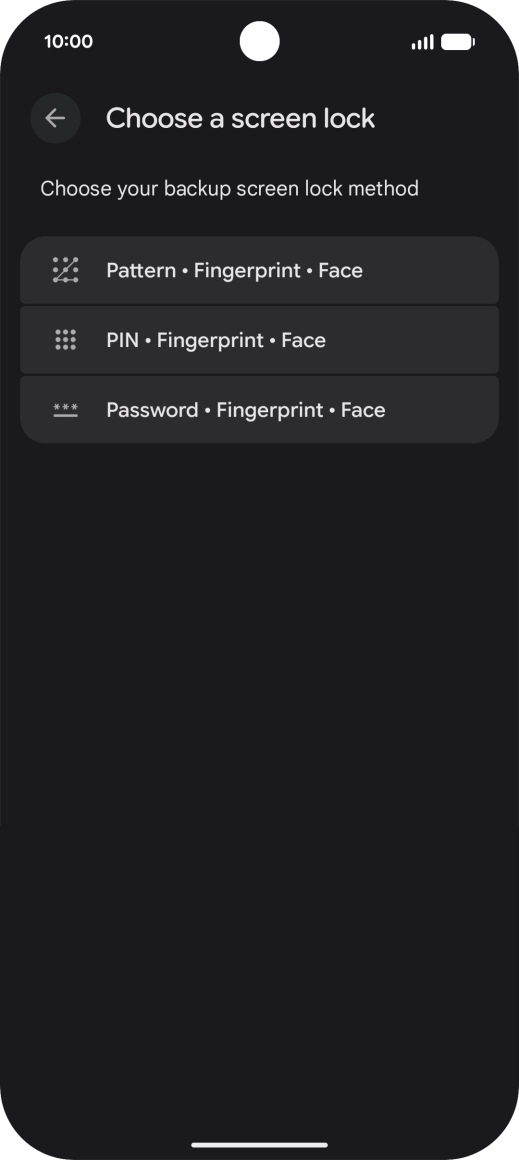Press the required phone lock code and follow the instructions on the screen to create an additional phone lock code.