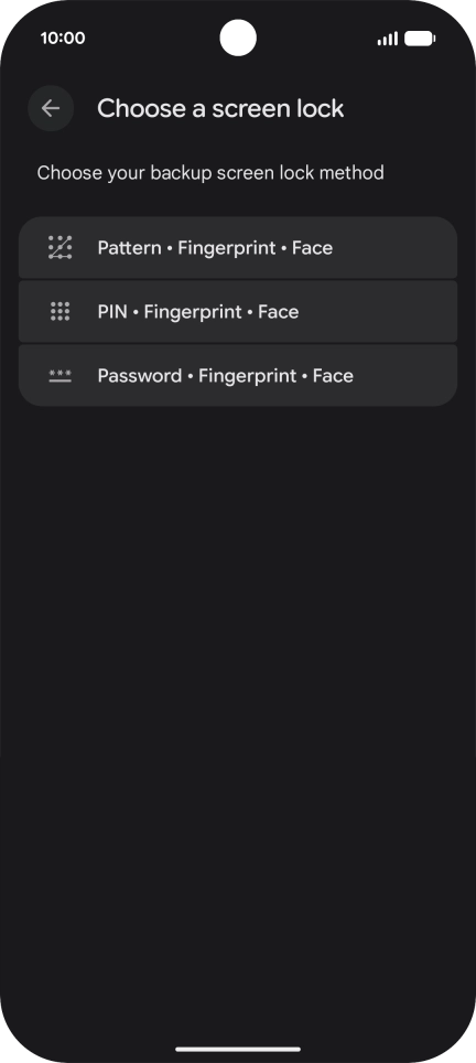 Press the required phone lock code and follow the instructions on the screen to create an additional phone lock code.