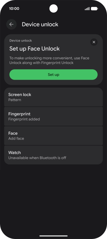 Press Screen lock and key in the additional phone lock code you created earlier.