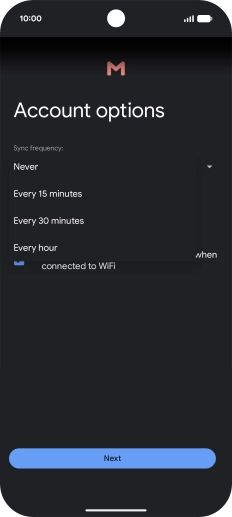 Press the required setting.