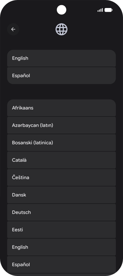 Press the required language.