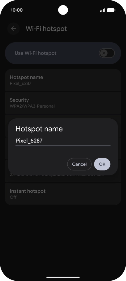 Key in the required Wi-Fi hotspot name and press OK.