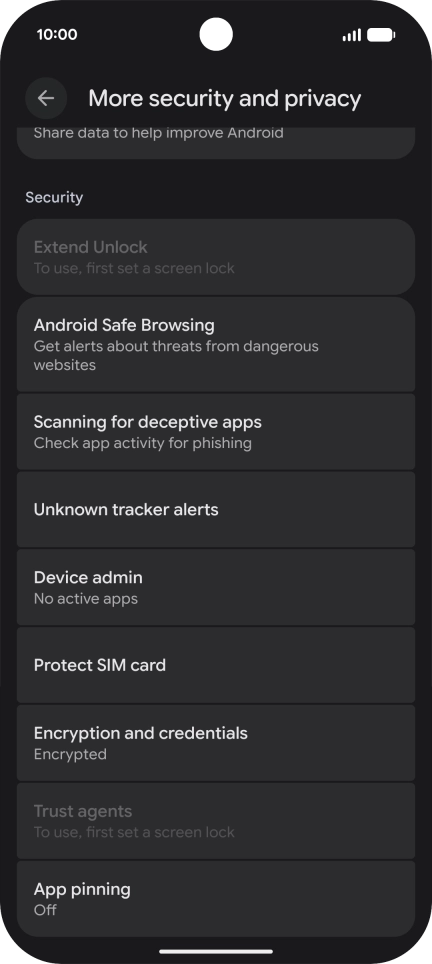 Press Protect SIM card.