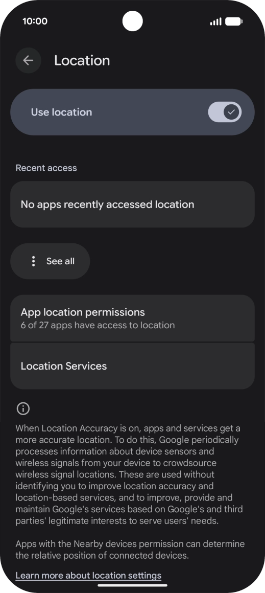 Press App location permissions.