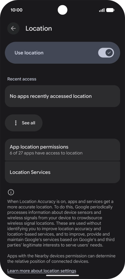Press App location permissions.