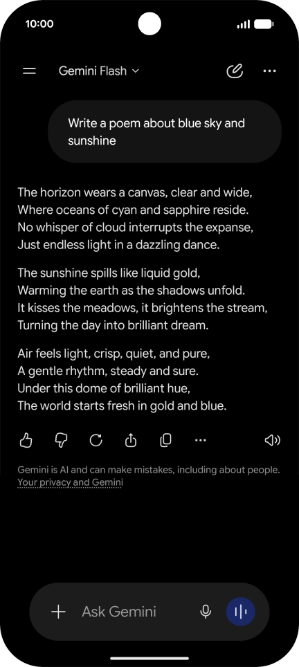 You can ask Gemini to generate a text based on your description.