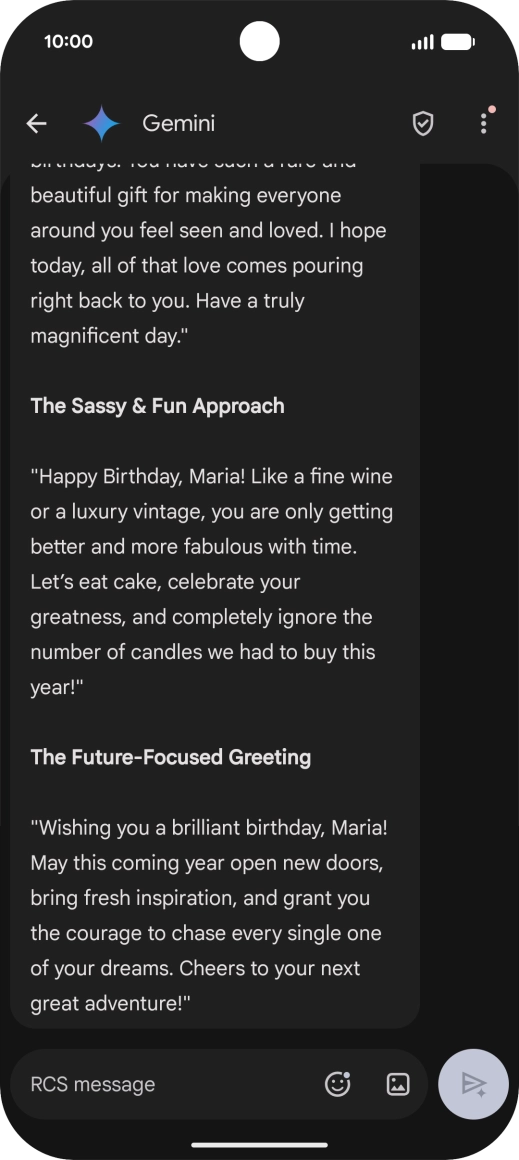 The text suggestion from Gemini is displayed.