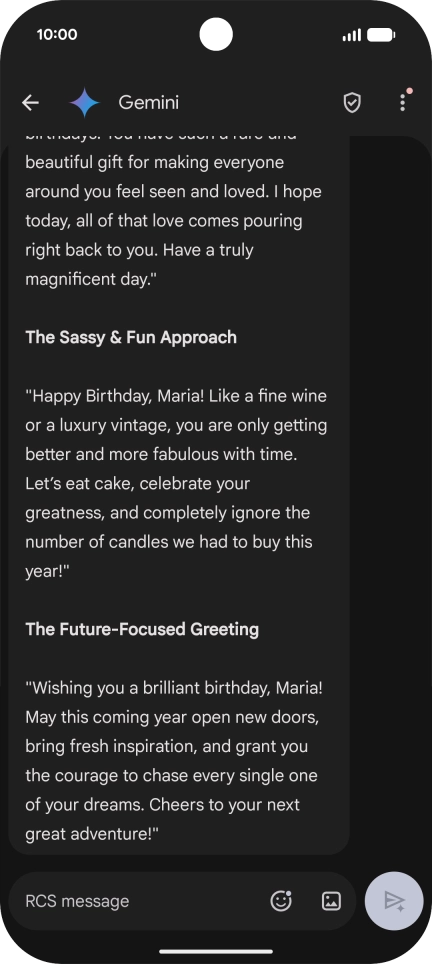 The text suggestion from Gemini is displayed.