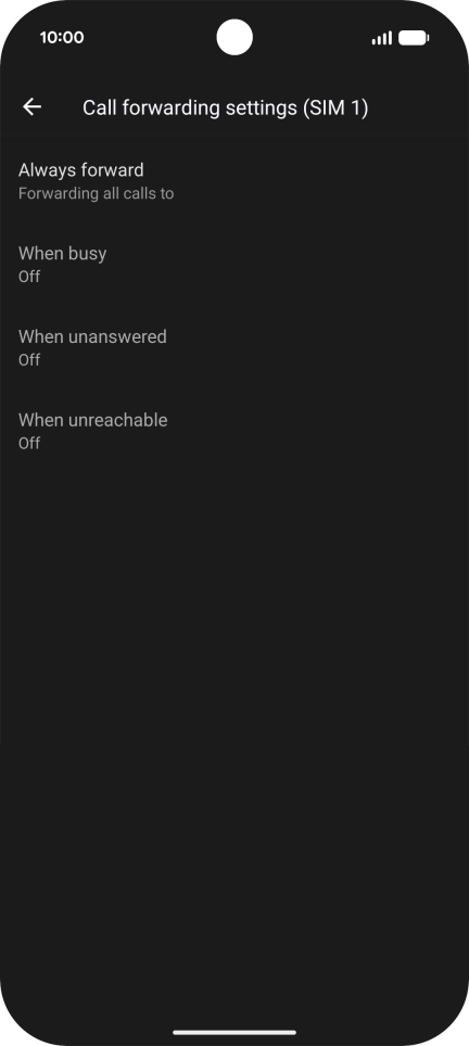 Press the required divert type.