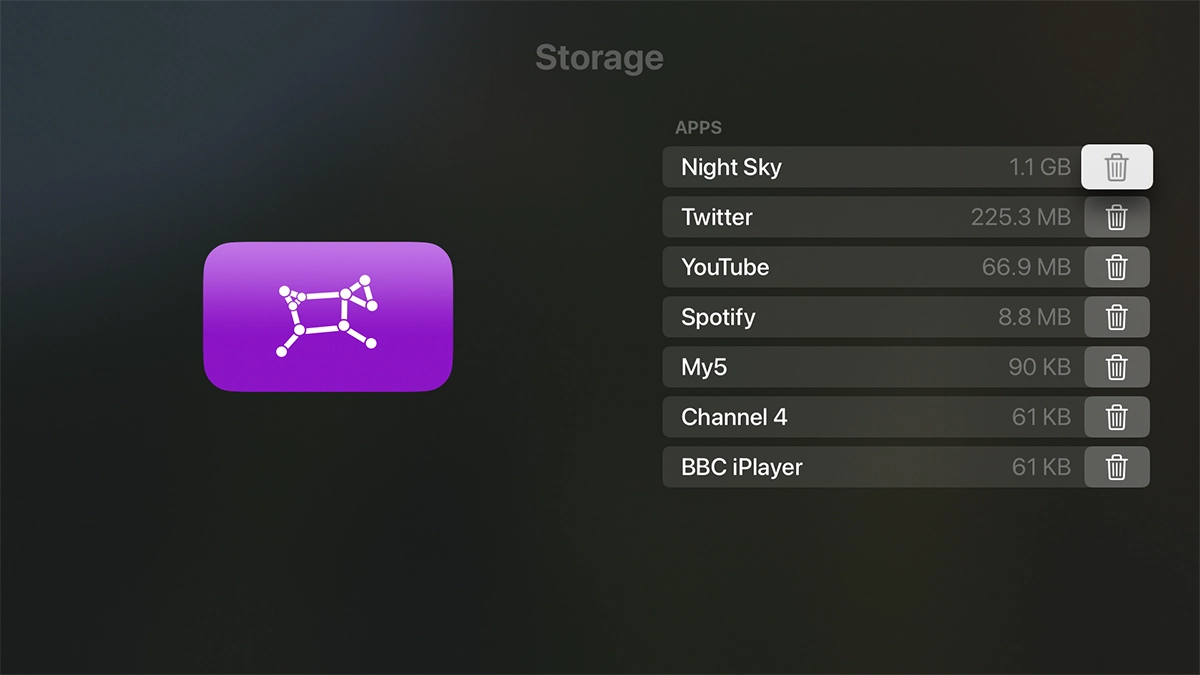 Highlight the delete icon next to the required app.