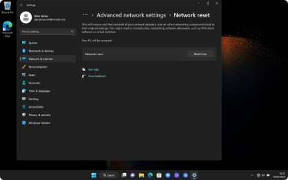 Click Reset now.