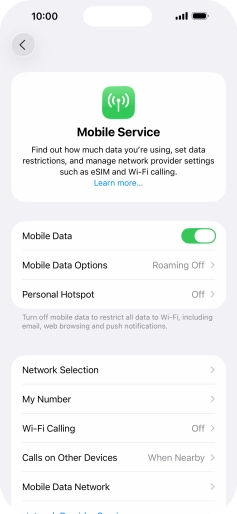 Press Mobile Data Options.