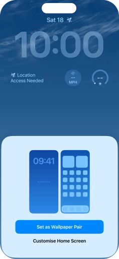 To use the same colour theme on the home screen, press Set as Wallpaper Pair.