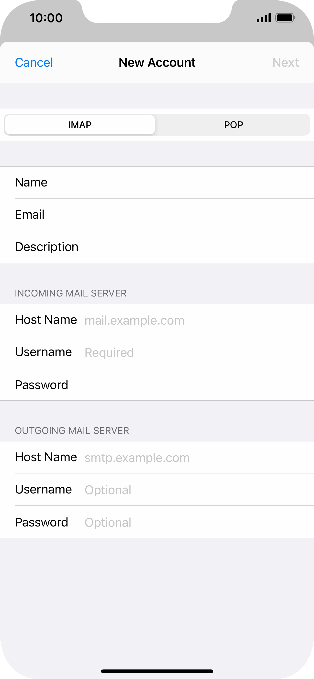 how to set up imap email on mobile