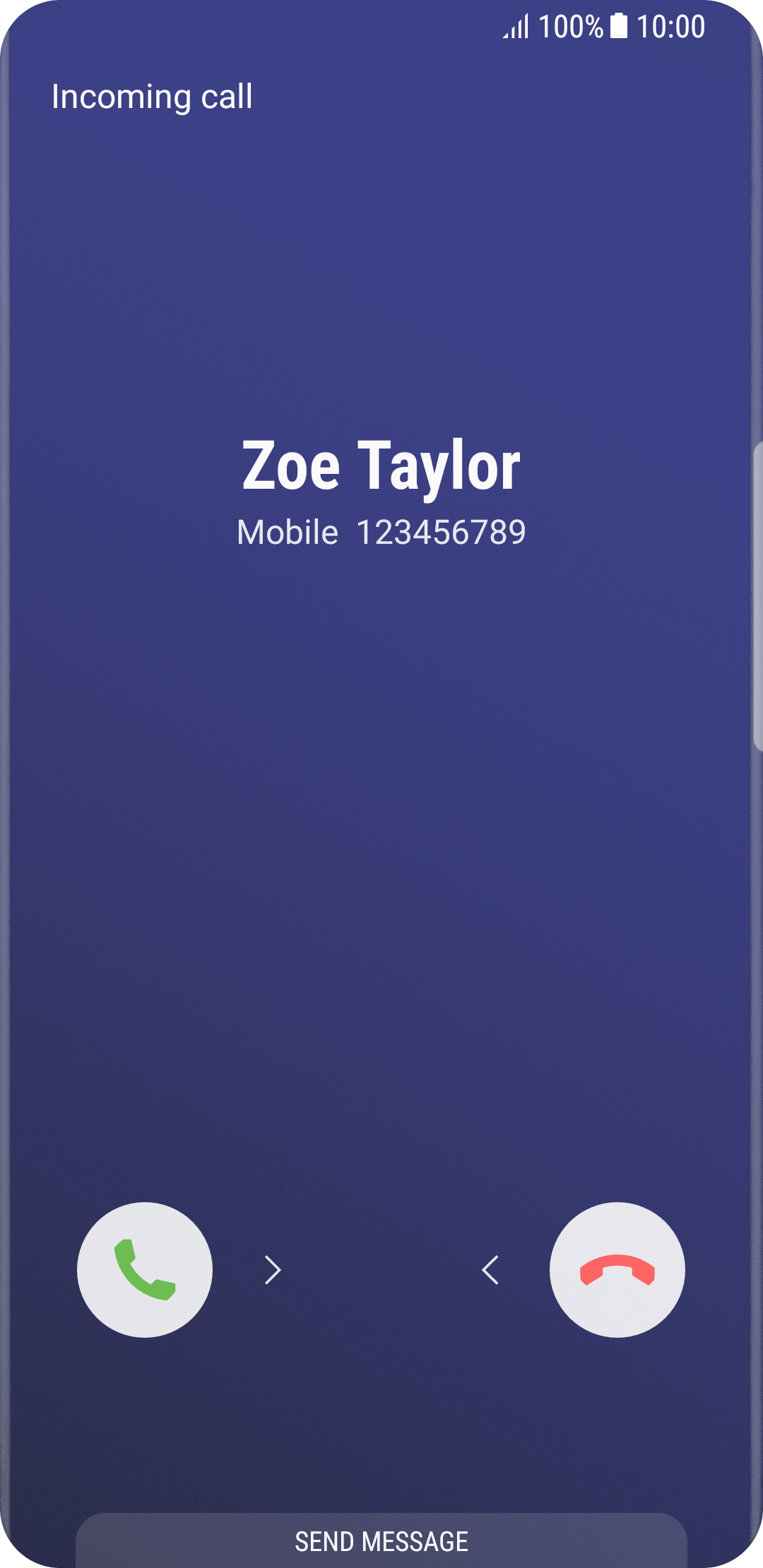 samsung galaxy incoming call screen