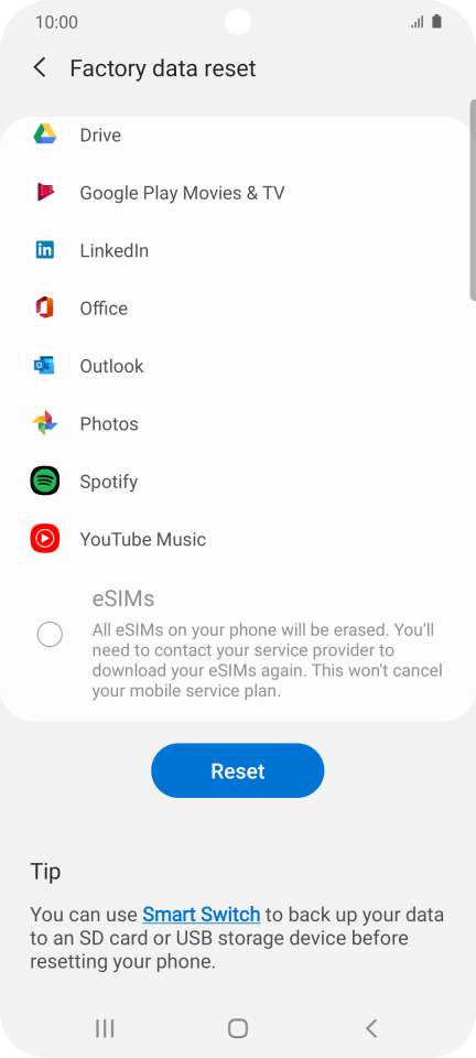 Restore factory default settings - Samsung Galaxy S20+ 5G - Optus