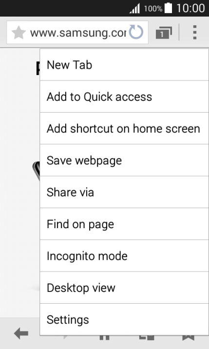 Clear browser data - Samsung Galaxy J1 - Optus