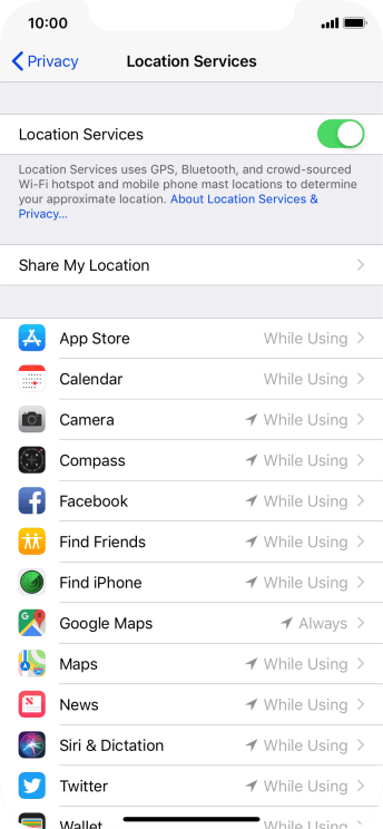 turning on gps on iphone
