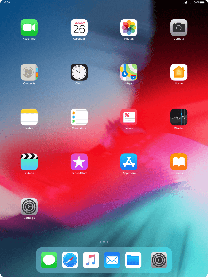 List of screen icons - Apple iPad Pro 12.9 (2018) - Optus