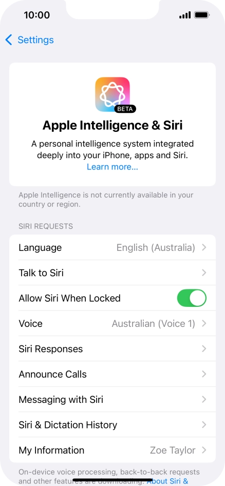 Choose Siri Settings Apple IPhone 16e Optus Choose Siri Settings Apple IPhone 16e Optus