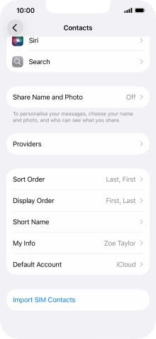 Press Import SIM Contacts.